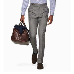 Suitsupply Men’s Grey Wool Houndstooth Trousers